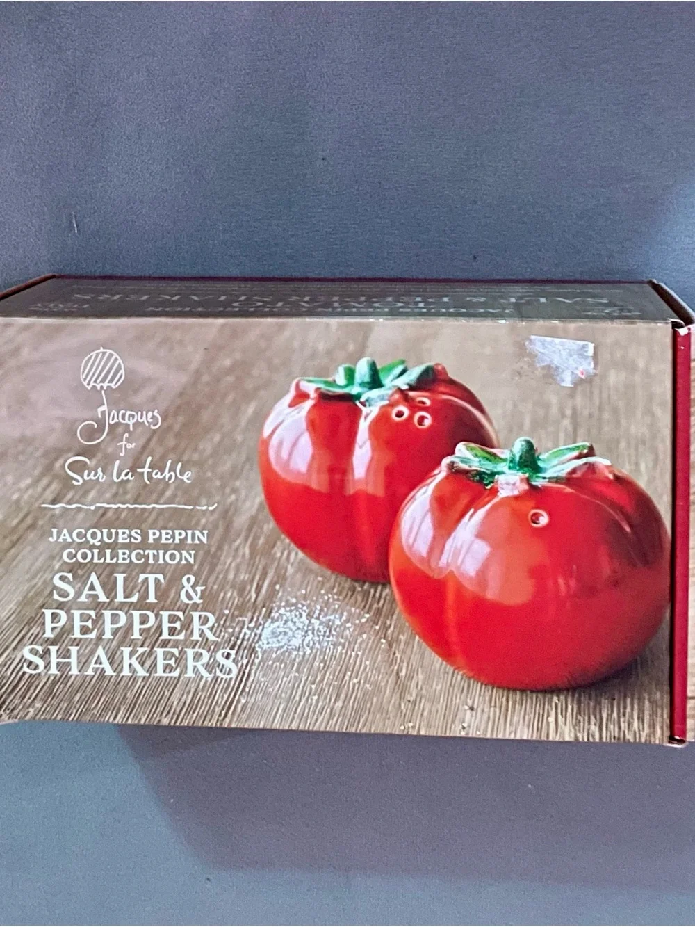 Jacques Pepin Sur La Table Red Ceramic Tomato Salt & Pepper Shakers